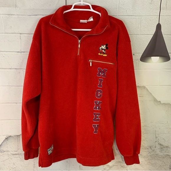 Disney Other - Men’s Disney Vintage Mickey 1/4 Zip Pullover RED